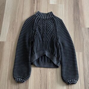 Free People Dark Gray Cowl Sweater